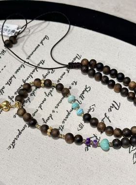 沉香0.6松石舒俱来酱紫屁桃吊坠项链/s925/40cm（绾云）ALJ10371