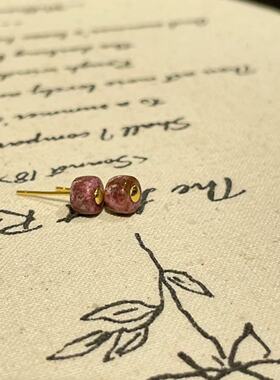 南非舒俱来桃红直切耳钉/s925（耕读）AZB10882