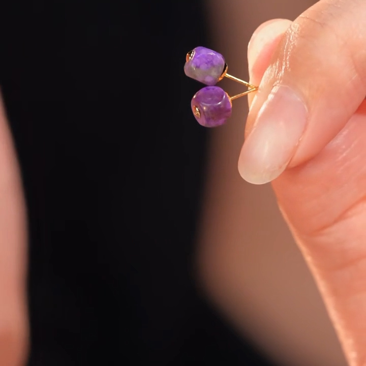 舒俱来皇家紫魔方耳钉18k（沉玉）AZB7442