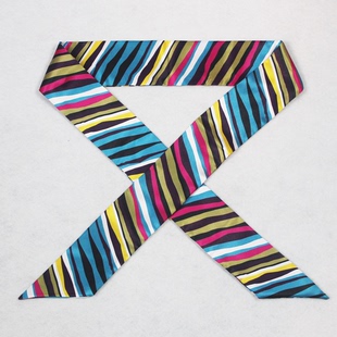 邮储银行彩色条纹长巾医院酒店房产汽车销售深V领制服防走光丝巾