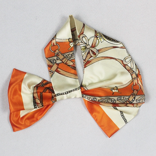 中国民航橙色刀巾职业装配饰无标记银行物业列车交通服务魔术丝巾