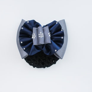 中国银行农商银行信用社邮储银行邮政公司职业装蓝色头花发夹网兜