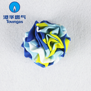 山东省港华燃气蓝黄色丝巾叠花绣球花胸花领花别针夹子两用款设计