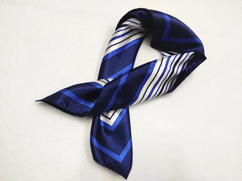 浙江农商银行蓝色无标记丝巾