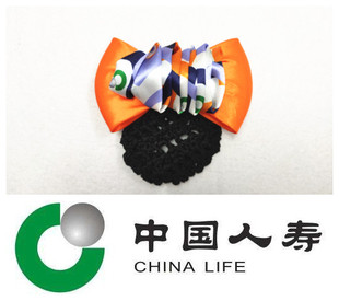 中国人寿保险头花发网兜发饰银行金融职业装胸花定制设计开发