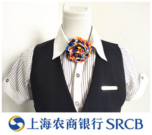 上海农村商业银行丝巾免打花领花 上海农商行职业装领花丝巾花