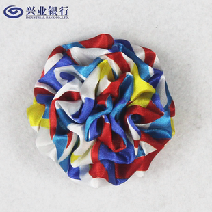 湖北省兴业银行职业装无标记免打丝巾绣球花别针胸花领花定做设计