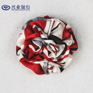 贵州兴业银行职业装红灰白色胸花别针领花免打丝巾懒人免打绣球花