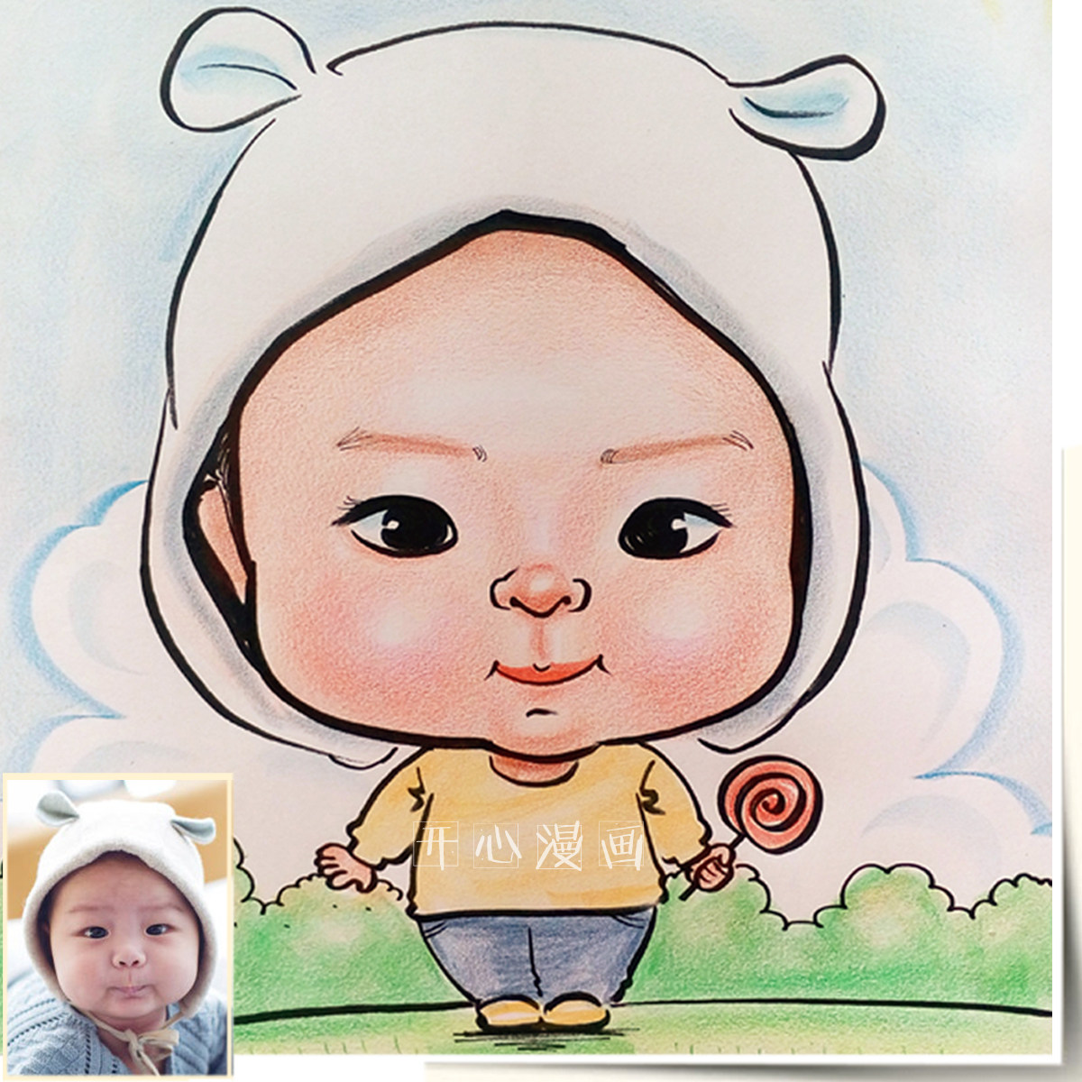 手绘漫画肖像画像画照片Q版肖像真人漫画肖像定制动漫设计QQ头像