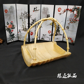 复古提篮竹编制作20O23新款 网红 竹提篮特色手工艺品创意迷你中式