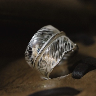 【溪迟】larry smith XL大羽毛戒指 925银 戒指 情侣对戒 礼物