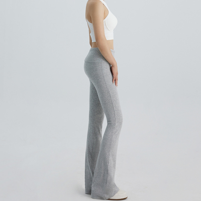 cofei小个子梨形身材裤高腰提臀微喇瑜伽裤外穿灰色喇叭休闲裤长