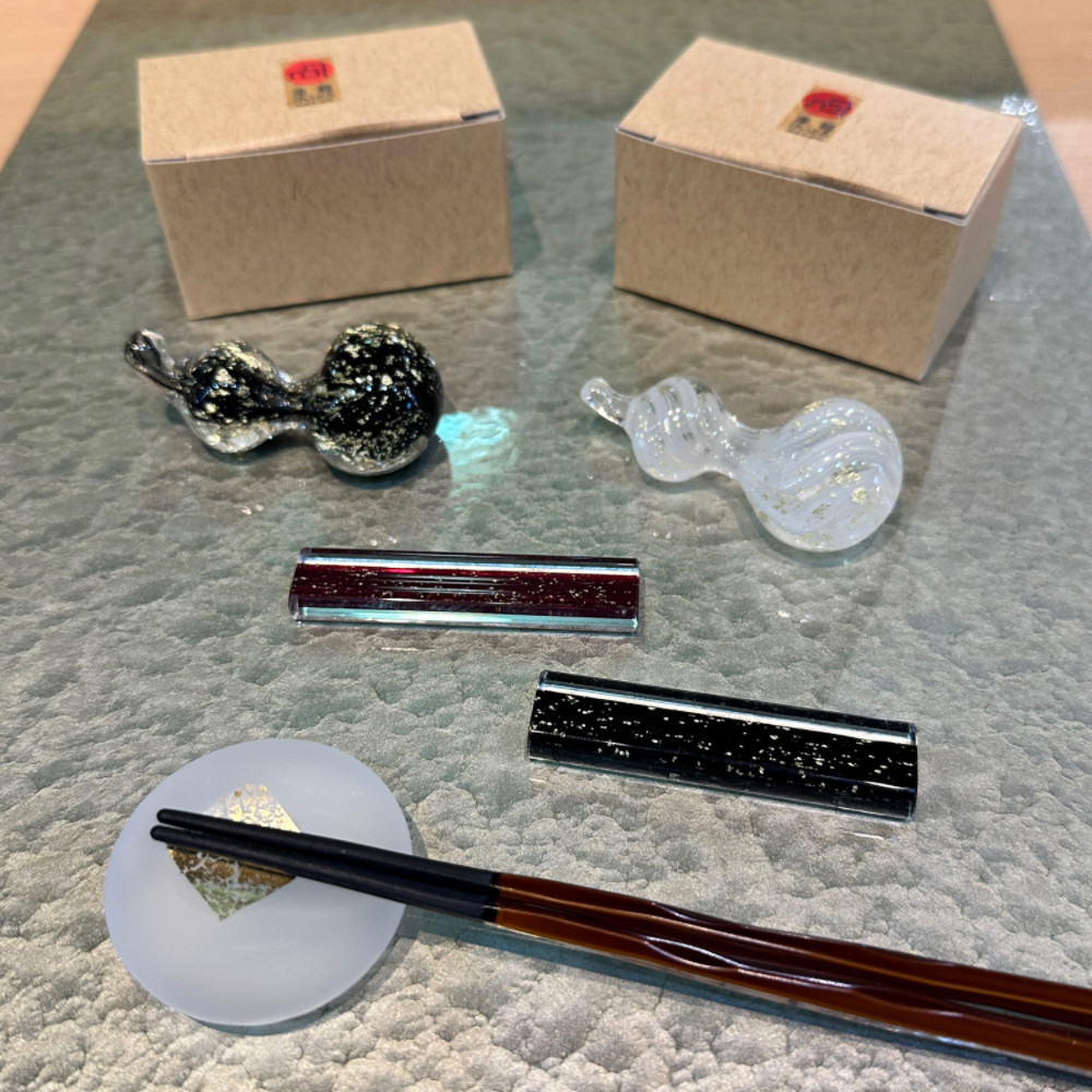 现货日本进口津轻纯手工玻璃葫芦筷架筷子托了箸置筷枕商用送礼