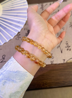 天然黄水晶手链巴西黄色水晶