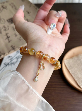 天然黄塔晶黄水晶手链女招财转运