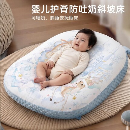 日本进口婴儿枕防吐奶斜坡垫防胀气二合一喂奶安抚躺睡护脊趴趴枕