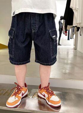 男童短裤2025夏季新款儿童日系潮休闲大口袋工装明线牛仔五分中裤