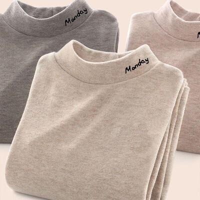 新款男女童半高领保暖内搭打底衫