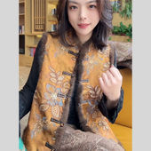 冬季 新中式 国风重工刺绣棉马夹背心女装 加厚保暖高级气质百搭马甲