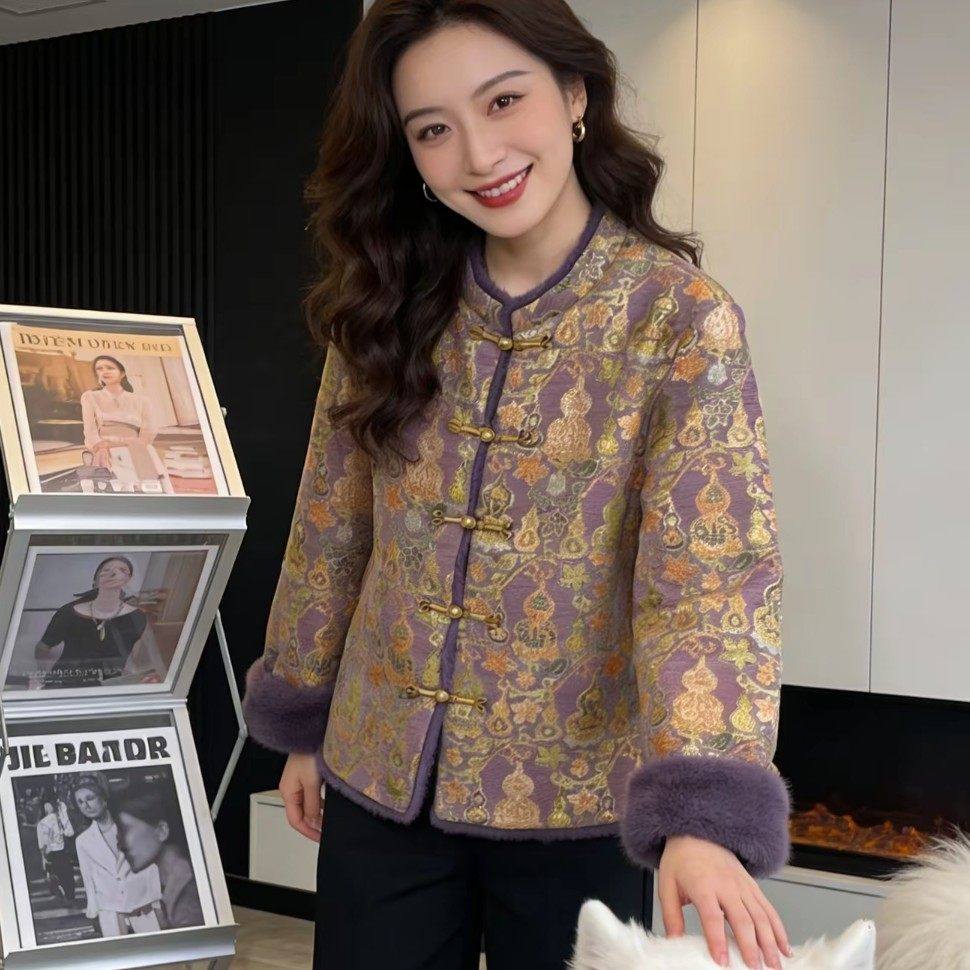 冬季紫葫芦双面穿国风保暖外套女C新中式女装圆领复古长袖妈妈装,女装/女士精品,棉衣/棉服,淘宝优惠券,粉丝福利购,淘宝优惠卷