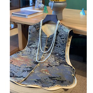 双面穿国风马甲女装宋锦提花新中式唐装马夹上衣2026春秋叠穿背心