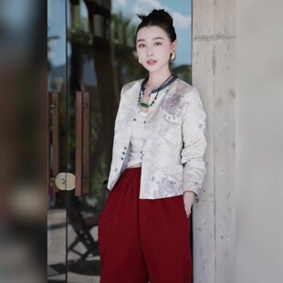 独特小众气质白色短款外套女春秋款高级感复古新中式国风唐装上衣