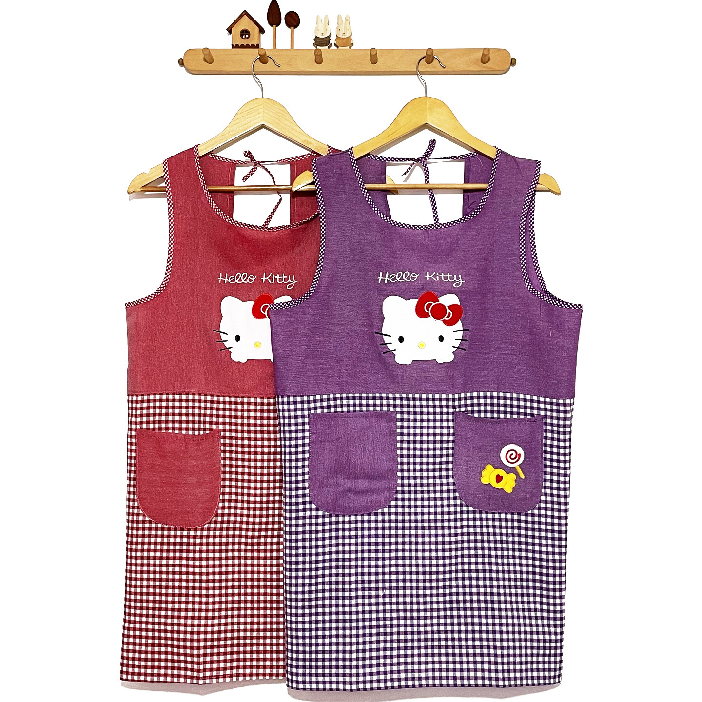 韩版卡通背心式围裙上班打工女厨房耐脏家用工作罩衣成人无袖围腰