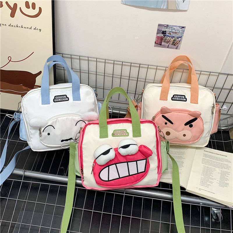 2025新款秋季时尚潮流撞色卡通学院风单肩斜挎多用包学生通勤小方