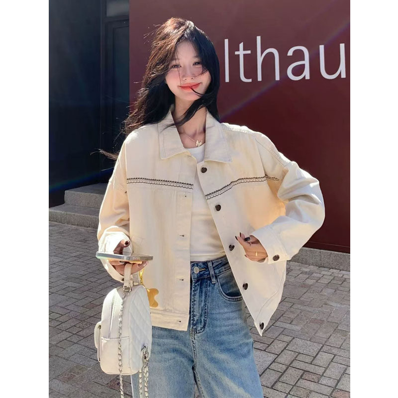 韩系米白色短外套女2026春季新款小个子休闲宽松洋气百搭翻领夹克,女装/女士精品,短外套,淘宝优惠券,粉丝福利购,淘宝优惠卷