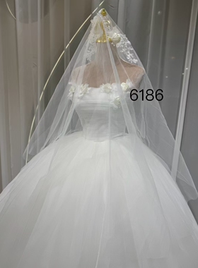 AGMC正品出口法国同款气质婚纱新娘小个子齐地拖尾拍照礼服