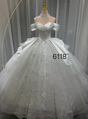 AGMC正品出口法国同款气质婚纱新娘均码齐地拖尾拍照礼服