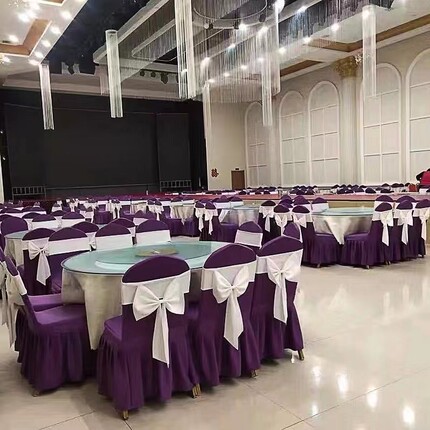 酒店加厚弹力椅套宴会专用椅套餐厅婚宴椅套裙摆饭店会所农庄椅套