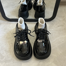 黑色小皮鞋女2025新款春秋百搭英伦风复古厚底粗跟圆头乐福鞋单鞋