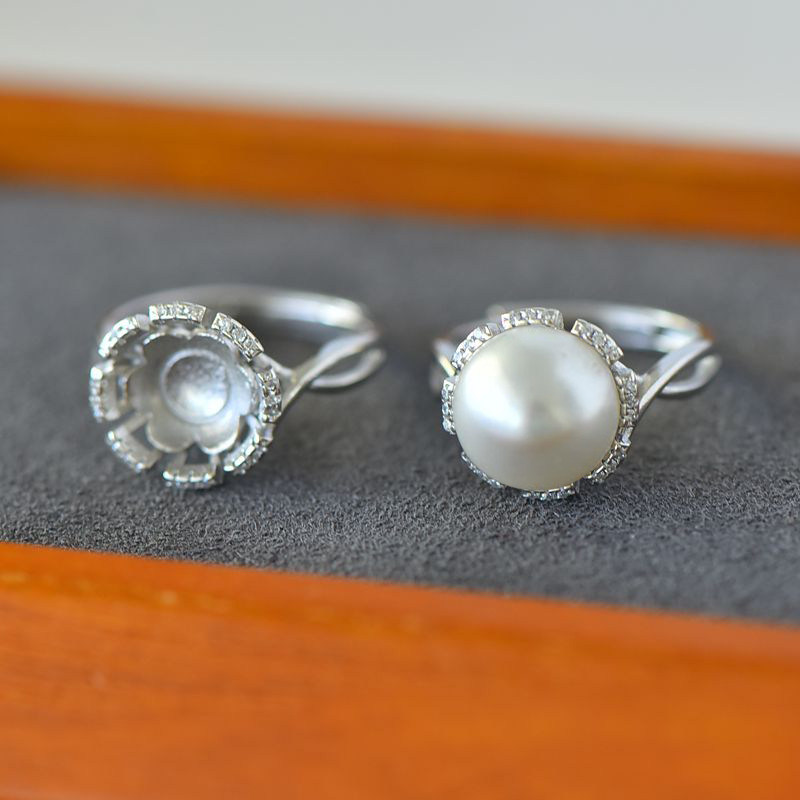 女款S925纯银DIY镶嵌戒指空托