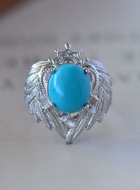 925纯银天使翅膀10*12mm戒指空托