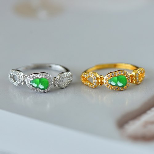 S925纯银戒指空托葫芦戒面镶嵌托