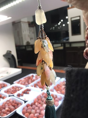 阿拉善玛瑙多子多福车挂葡萄串复古