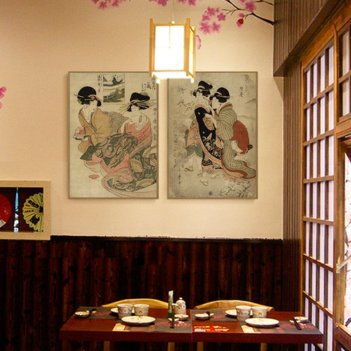 浮世绘日式风墙面料理店仕女图