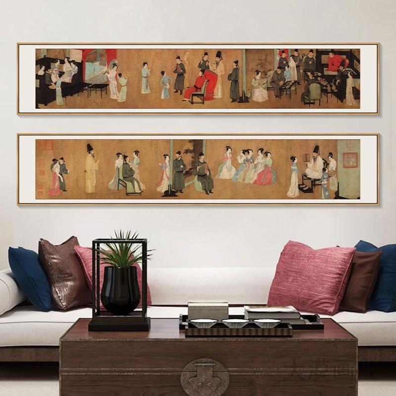 韩熙载夜宴图挂画人物国画中式茶室氛围感民宿酒店会所别墅装饰画