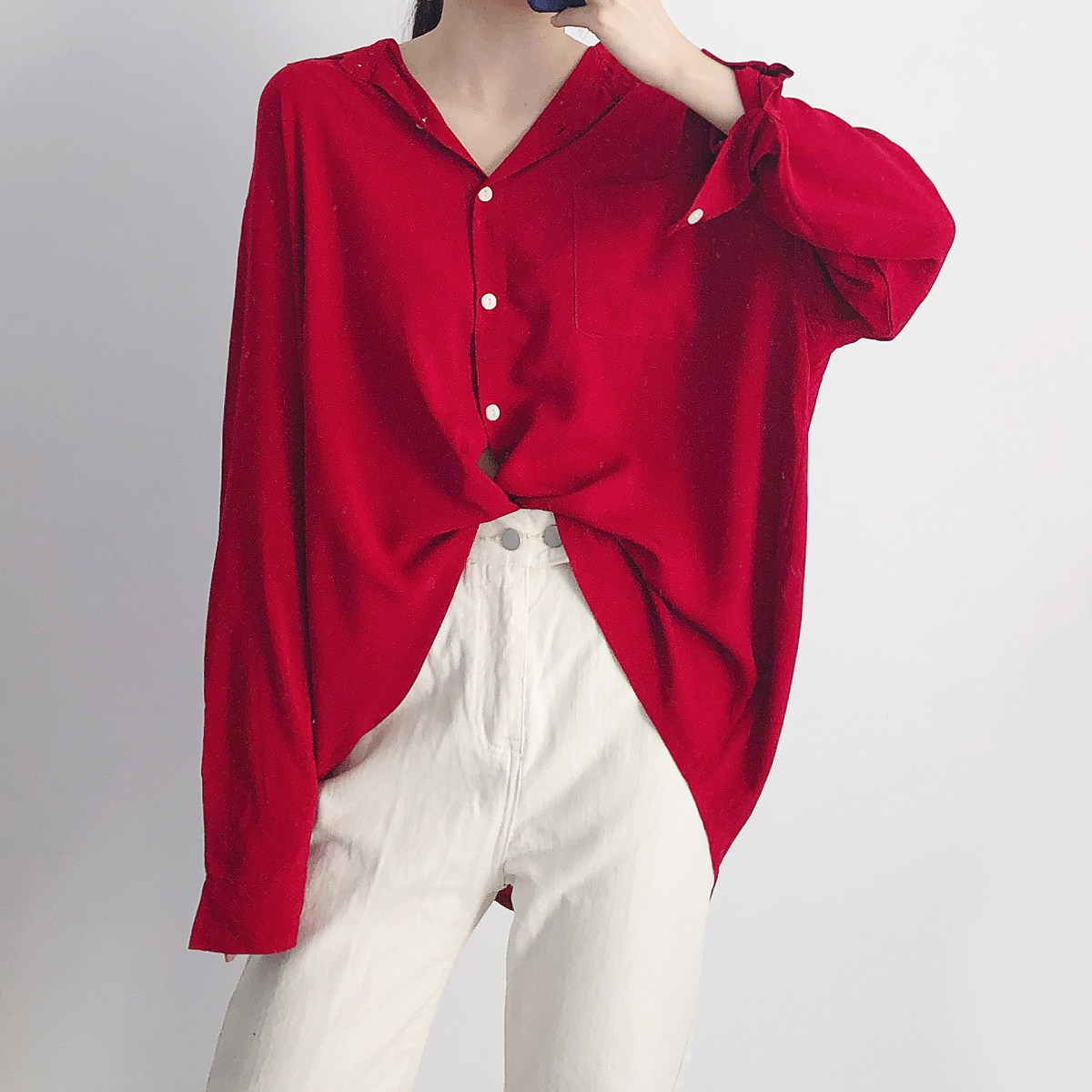 自留两色 天丝衬衣女2020春季新款复古宽松大码休闲长袖衬衫中长在类目 女装/女士精品, 衬衫中 - 来自Buy2taobao.com提供专业的淘宝代购服务