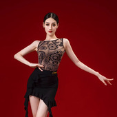 上衣 成人丁舞服女练功服装 康尼春夏拉丁舞裙舞蹈服跳舞服装 无袖