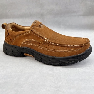 头层小黄牛皮鞋男捡漏户外休闲皮鞋软底耐磨品牌爸爸鞋真牛皮潮男