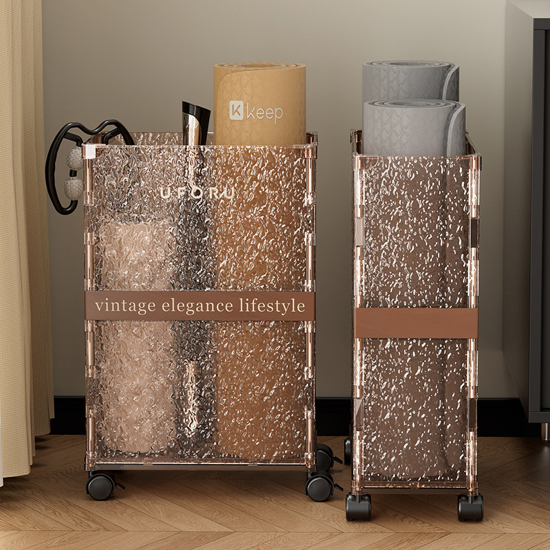 收纳筐客厅小推车带轮瑜伽垫缝隙脏衣篓毛绒玩具收纳筒健身器材篮,收纳整理,运动器材收纳用具,淘宝优惠券,粉丝福利购,淘宝优惠卷