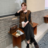 【大货】春装刺绣马甲+百褶连衣裙两件套装A649-P175控288，女装套装/套裙，浙宝228