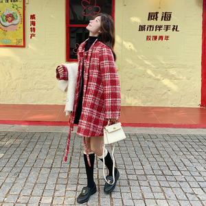 【现货】A字版红格子呢大衣毛呢外套228-A575-P185控278图片