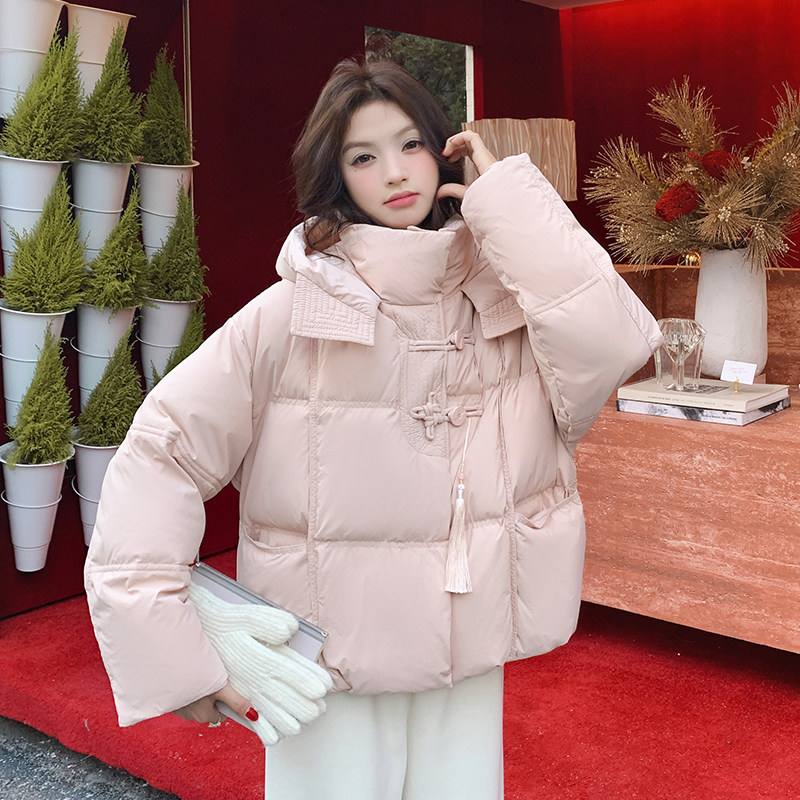 现货【新品】奶fufu粉色盘扣加厚羽绒服B228-A598-P250控368,女装羽绒服,浙宝228