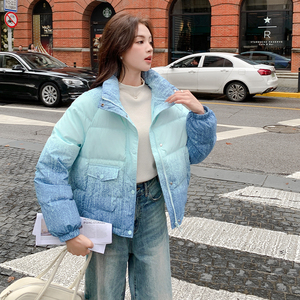 【蓝色现货 粉色不做】50绒渐变色短款羽绒服B228-A653-P250控378，女装羽绒服，浙宝228