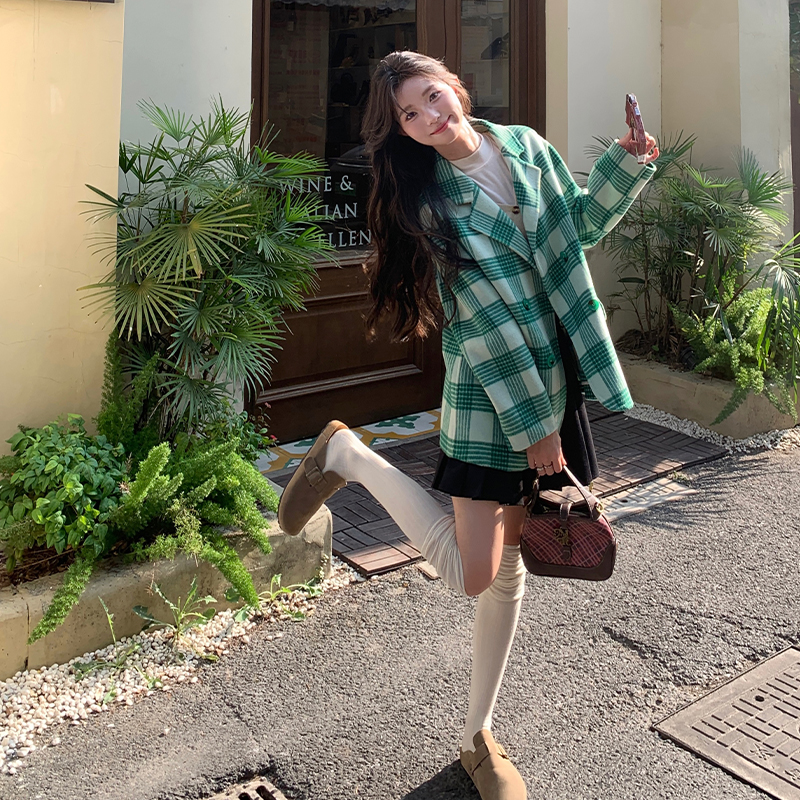 【新品现货】70毛格子短款西装领双面羊毛大衣228-A572-P205控298,女装毛呢外套,浙宝228 【新品现货】70毛格子短款西装领双面羊毛大衣228-A572-P205控298,女装毛呢外套,浙宝228