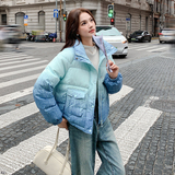 【蓝色现货粉色不做】50绒渐变色短款羽绒服B228-A653-P250控378，女装羽绒服，浙宝228