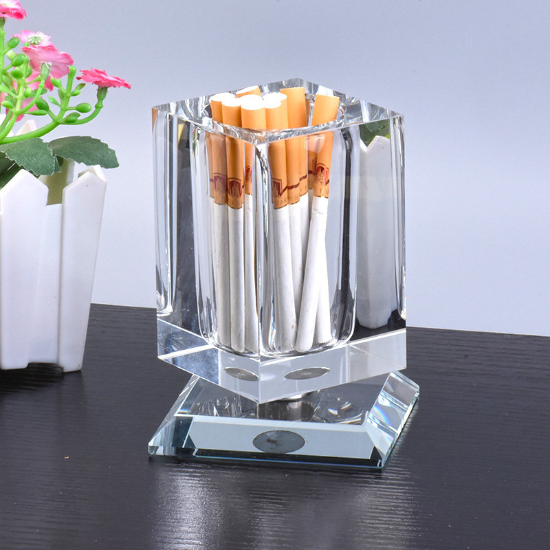 高档水晶透明烟具摆件客厅办公室旋转烟罐烟盅玻璃烟盒酒店收纳罐,节庆用品/礼品,时尚烟灰缸,淘宝优惠券,粉丝福利购,淘宝优惠卷